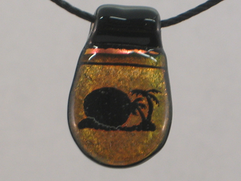 Beach Scene Pendant - Dark Red Dichroic