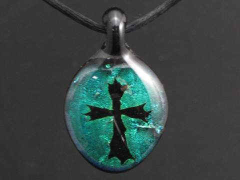 Cross Pendant - Green Dichroic