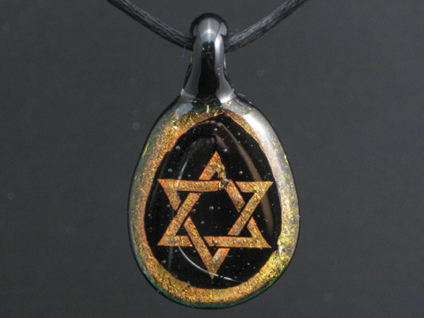 Mogen David Pendant - Copper Gold Dichroic