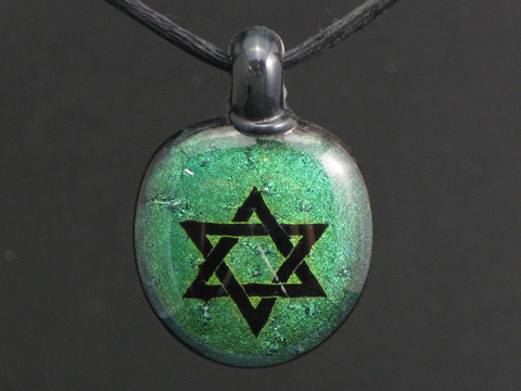 Mogen David Pendant - Green Dichroic